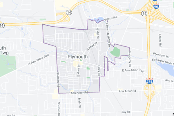 downtown plymouth mi map
