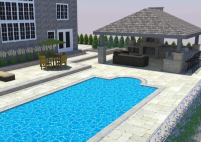 backyard pool firepit design