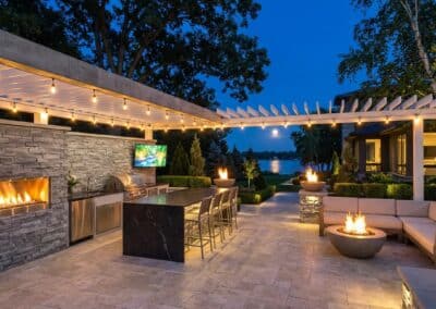 brick patio, pergola